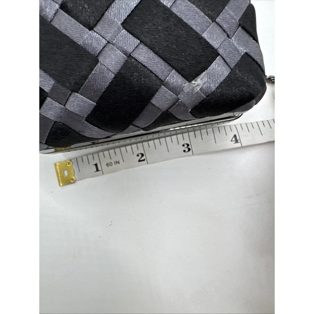 Lulu Townsend Black‎ Gray Evening Purse Chain Strap Fabric Rectangle